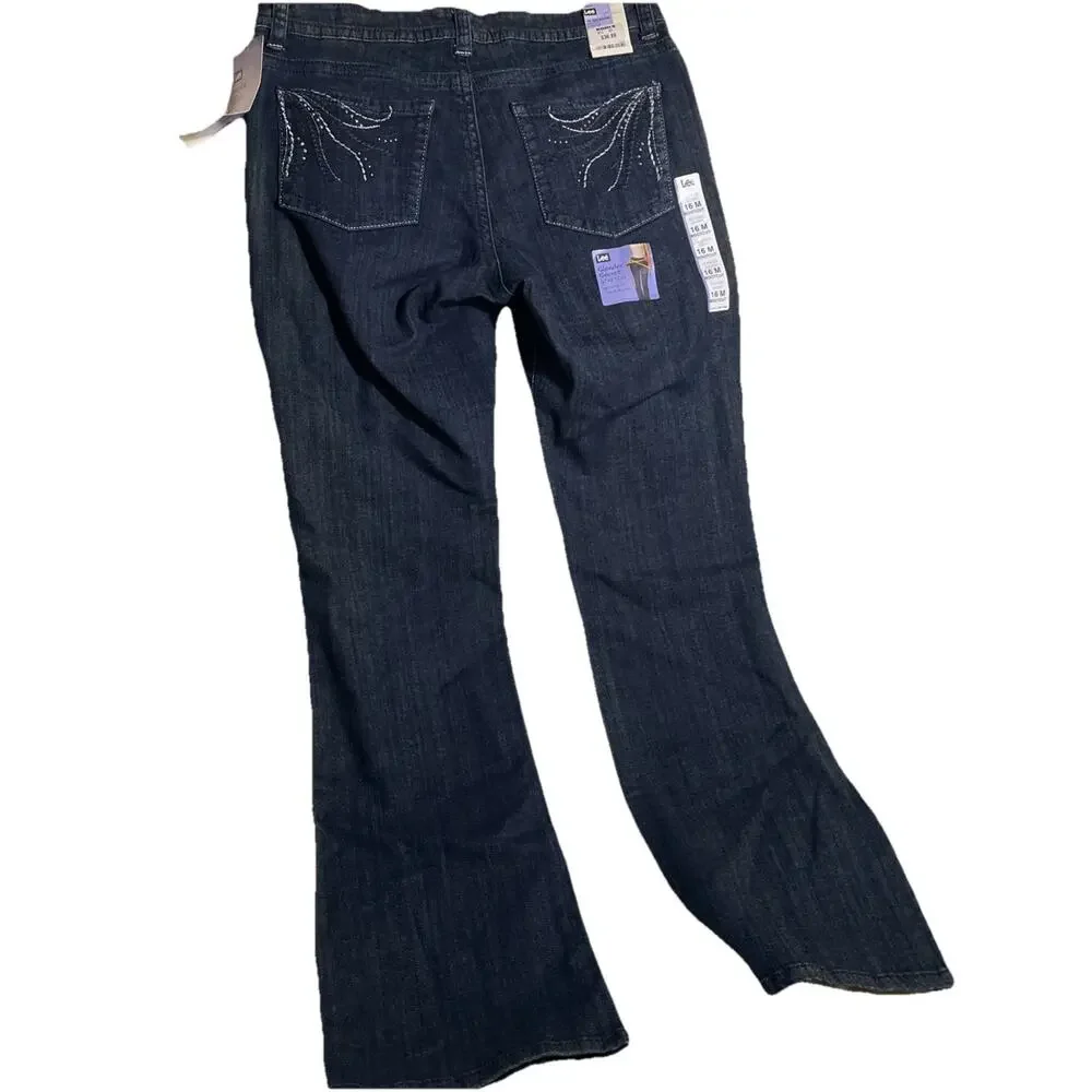 Lee Horizon Women’s Dark Wash Slender Secret Barely Bootcut Denim Jeans 16M NWT